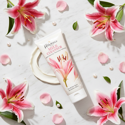 Milk Cleanser Marble Flat Lay
