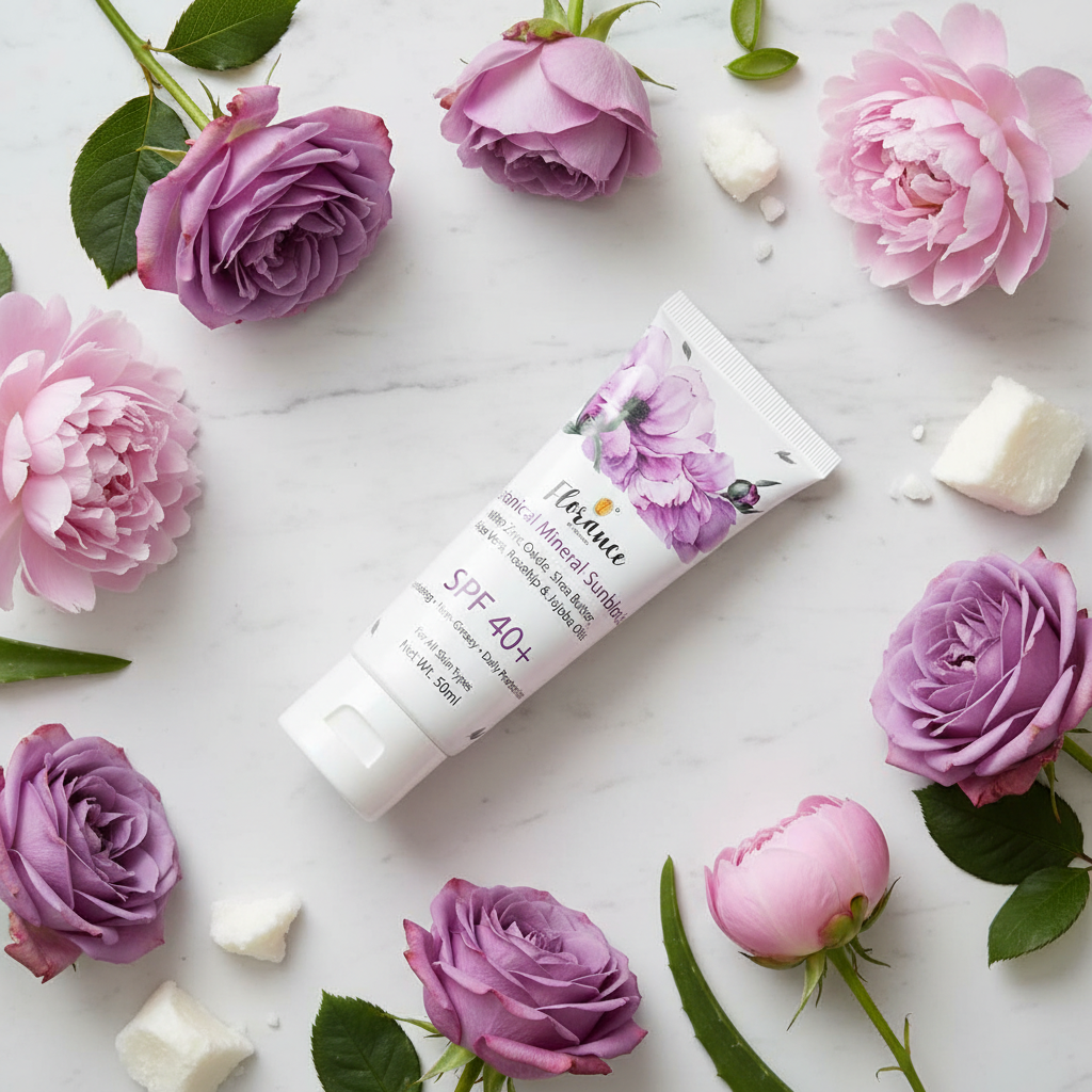 Sunblock Marble Flat Lay